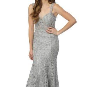 NWT Nox Anabel R216 Prom Dress Silver Size S